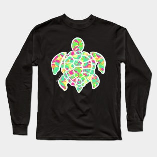 Love life colorful sea turtle Long Sleeve T-Shirt